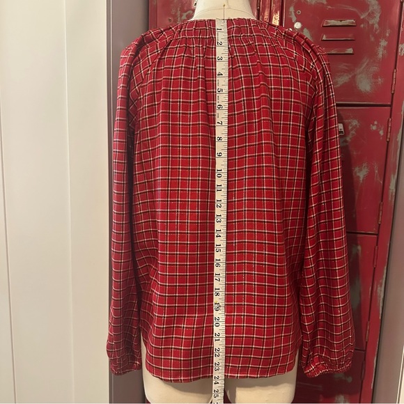 LOFT Red Checkered Blouse - Picture 6 of 7